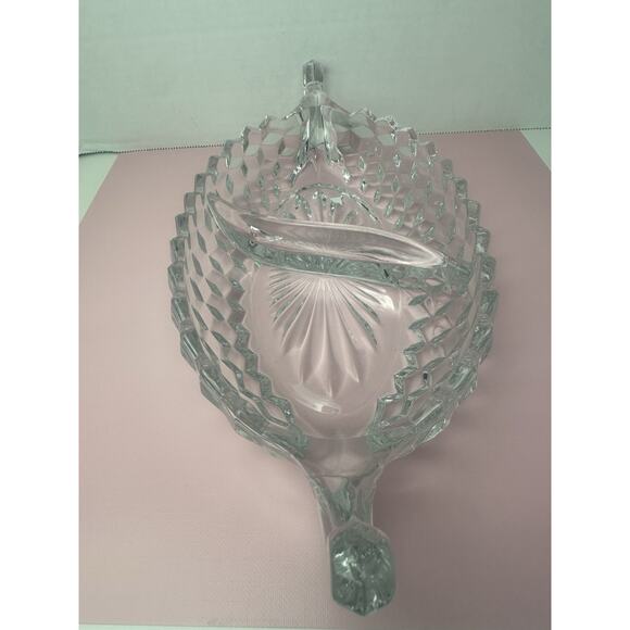 Vintage Fostoria American Clear 2 Part Double Handle Relish Dish 12” Long Heavy - Picture 3 of 6